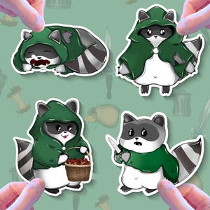Adesivi procione / Decalcomania in vinile impermeabile panda spazzatura / Adesivo carino per bottiglie d'acqua, computer portatili, album da disegno, diari, accessori D&D
