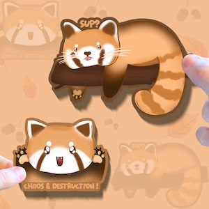 Red Panda Sticker Set Waterdicht | Chaos & Destructie, Sup? | Vinyl Decals voor Laptops, waterfles en Notitieboek | Grappige Dier Stickers