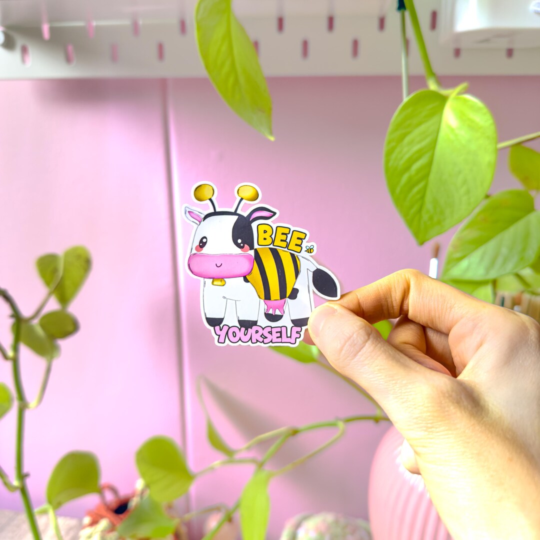Cow in Bee Costume Sticker | Bee Yourself | Cute LGBTQ+ Pride Art ...
