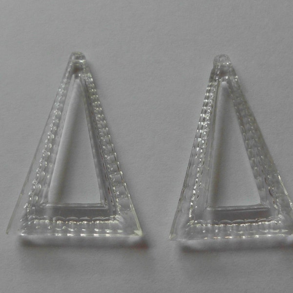 Vintage Acrylic Dangles- Crystal Clear- 1960's- Japanese- Large Triangles