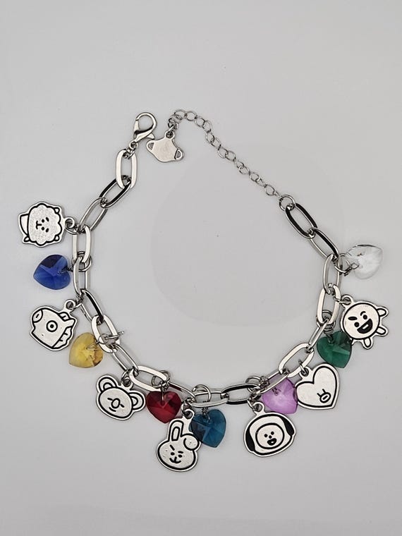 BT21 Crystal Hearts Charm Bracelet