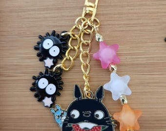 Clip con dije de estrella de duende de hollín del Gatobús de Totoro, accesorio para mochila o bolso