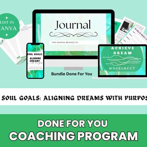 Done For You bündeln E-Book, Arbeitsblatt und Tagebuch, Seelenziele, Träume am Ziel ausrichten | Brandable Coaching Programm | Life Coach