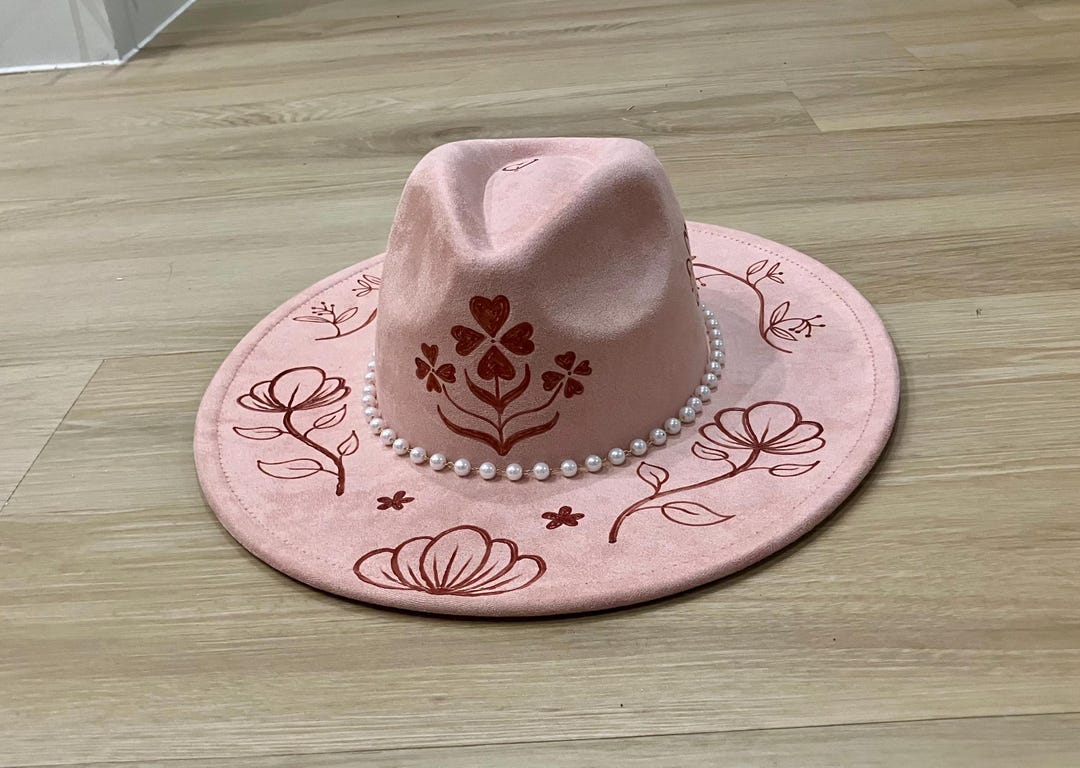 Floral Pink Wide Brim Hat - Etsy