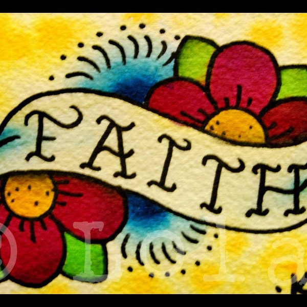 Faith - Framed Original Mini Tattoo Art