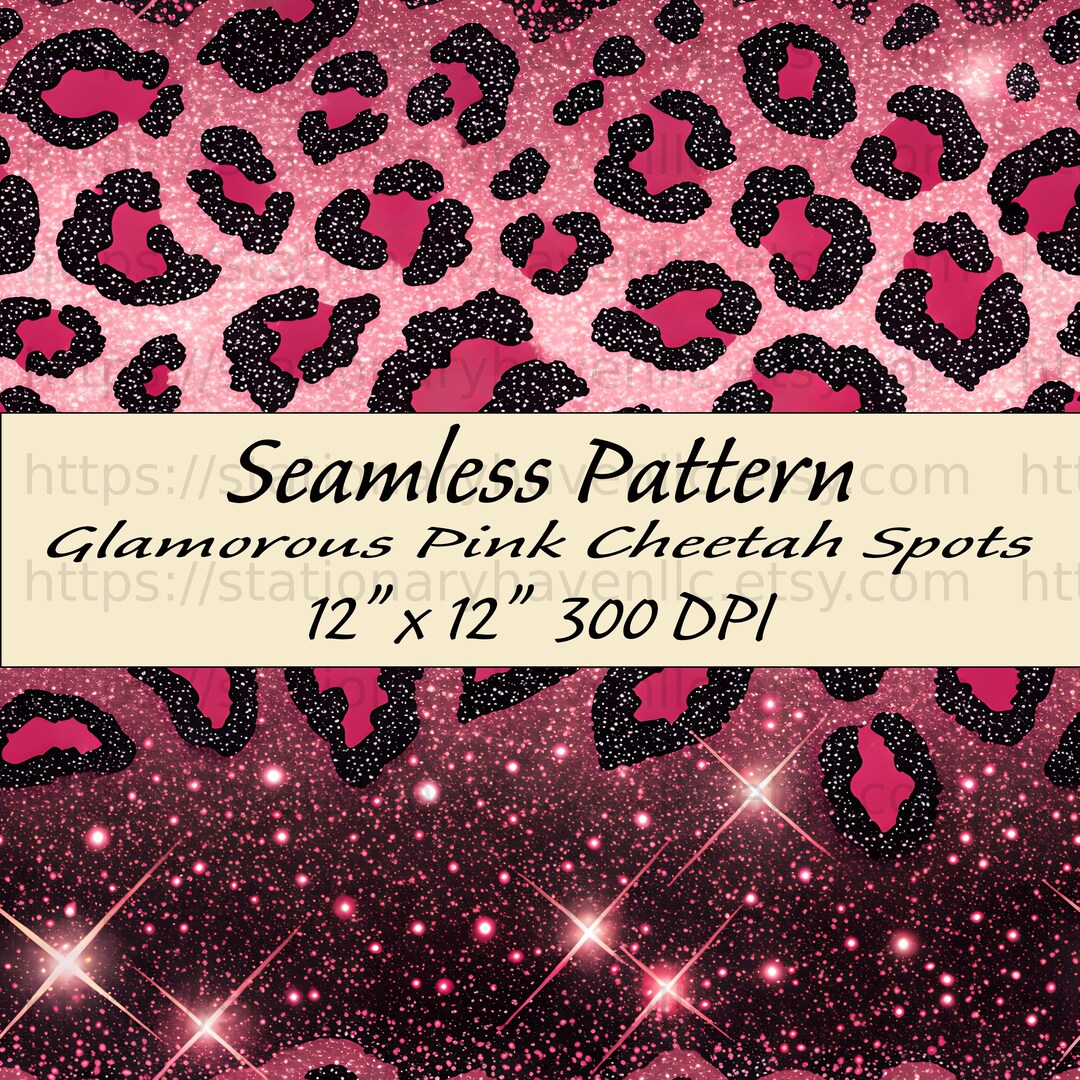 Glamorous Pink Cheetah Spots Seamless Pattern, Digital Glitter Leopard ...