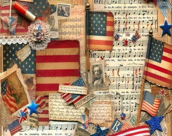 Fourth of July Junk Journals: Vintage Americana Scrapbook Set
