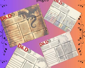 印刷可能なDnDセッションノート：ドラゴンをテーマにしたRPGキャンペーンプランナー（デジタルダウンロード）