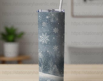 Winter Wonderland 20oz Digital Tumbler Wrap, Snowflakes PNG, Holiday Design, Festive Tumbler File, Christmas Tumbler Design, Sublimation