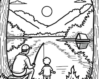 Father&#39;s Day Coloring Pages: Dad & Child Activity Bundle (Digital Download)