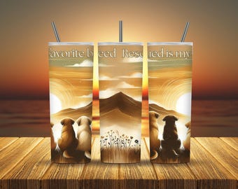Rescued Dog Tumbler Wrap: Sunrise Mountain Design (Digital Download)