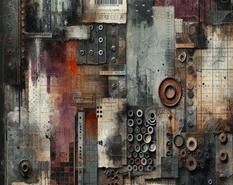 Kit para Diário de Sucata Grunge Sombrio: 20 Páginas com Recortes Vintage