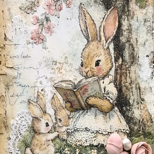 Distressed Easter Junk Journal: Vintage Bunny Notebook (Digital Download)