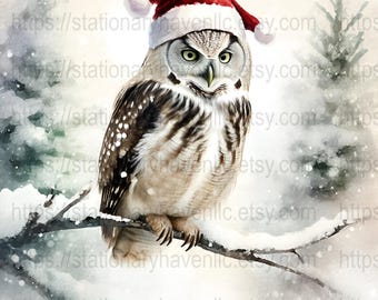 冬の動物のクリスマスジャンクジャーナルページ、雪の森（デジタルダウンロード）