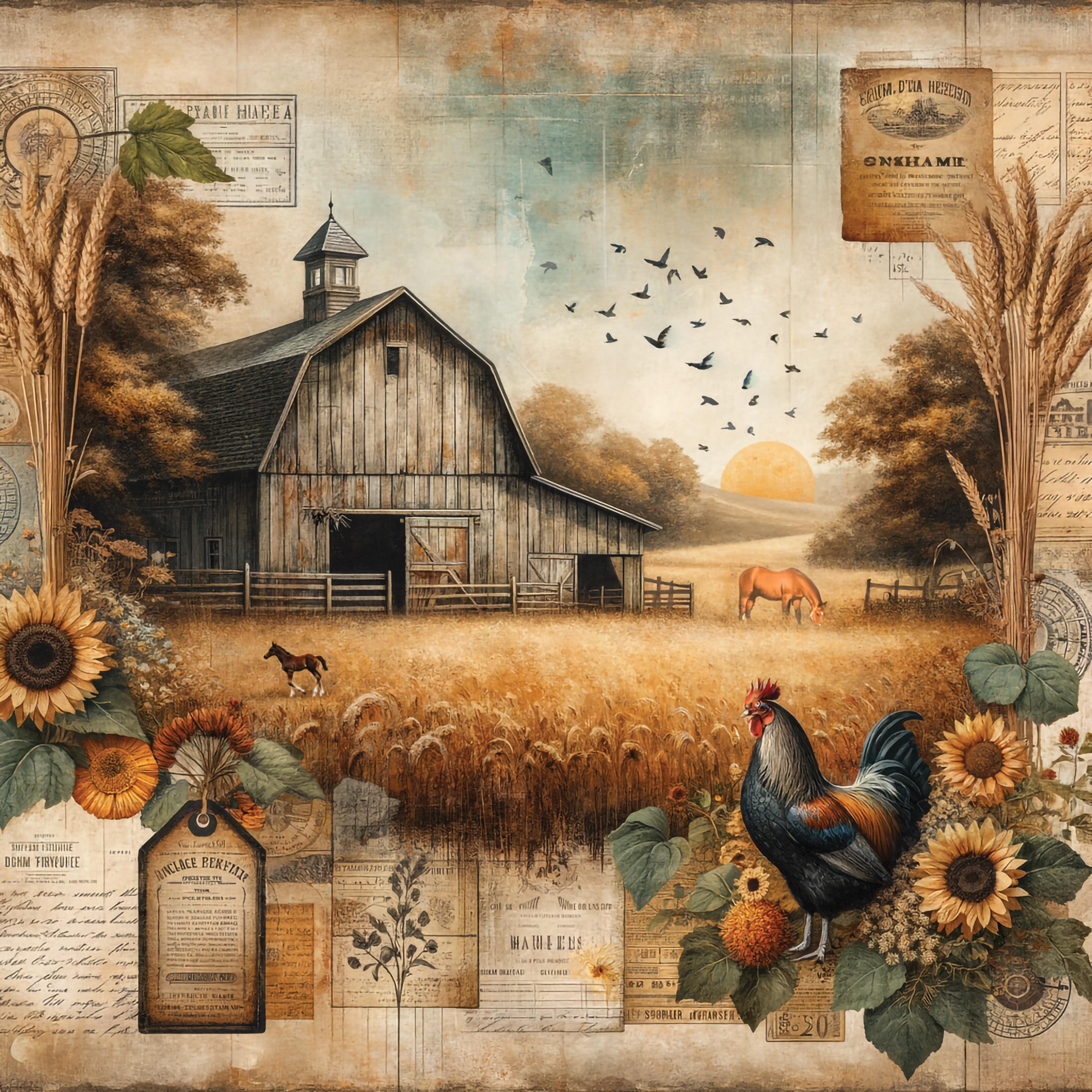 Rustic Country Barn | 20 Vintage Digital Scrapbooking Pages | Harvest ...