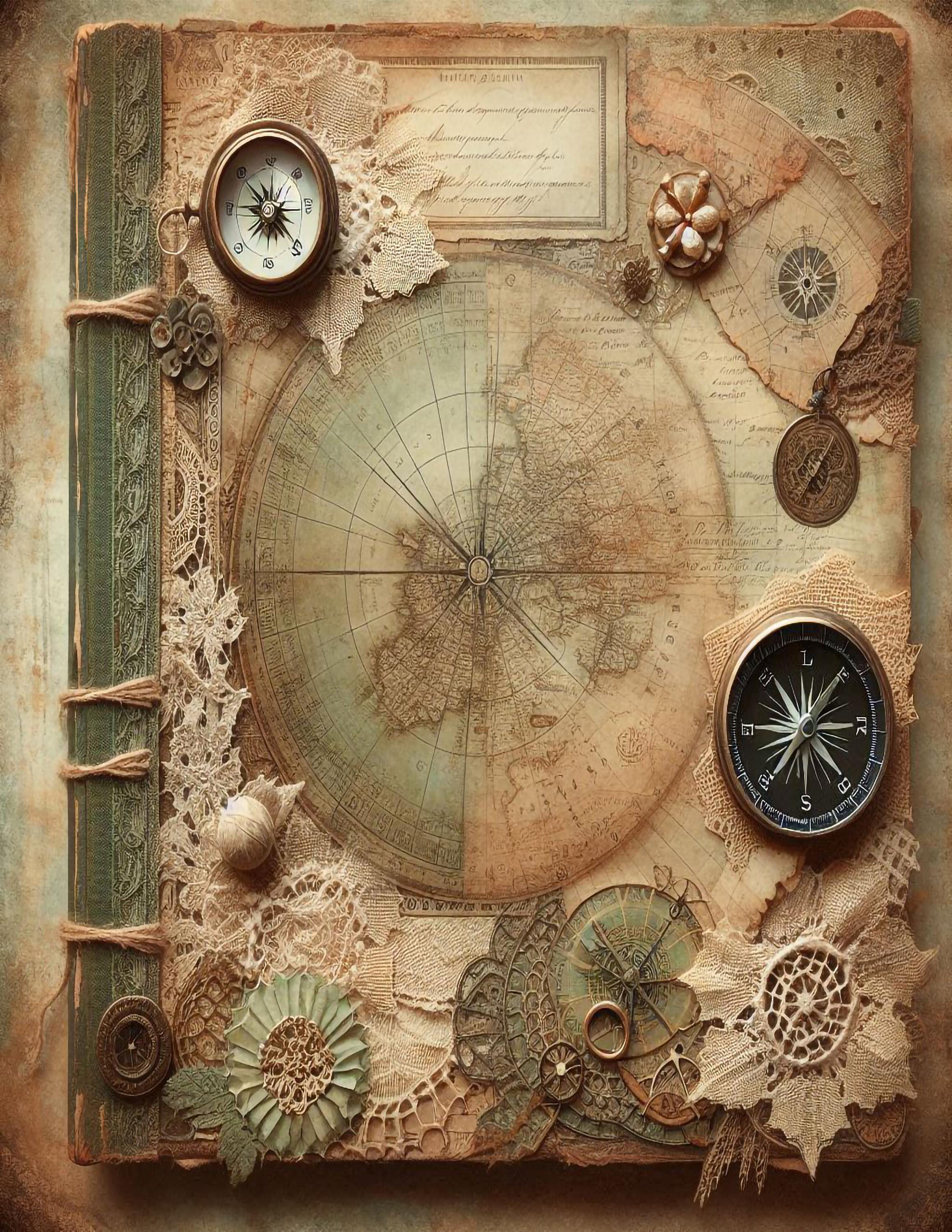 50 Digital Vintage Junk Journal Maps | 8.5x11 Printable PNG | Antique ...