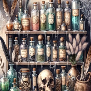 Witch Apothecary Junk Journal 20 Page Vintage Ephemera Scrapbook Grimoire Art Book, Herbal Alchemy Handcrafted Spellbook, Unique Witchcraft