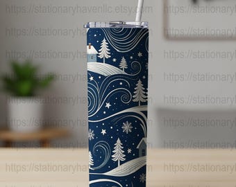 Winter Wonderland Tumbler Wrap, Christmas Snowflake Design (PNG Digital Download)
