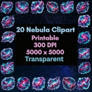 Nebula Clipart: Watercolor Galaxy PNG, Space Digital Art