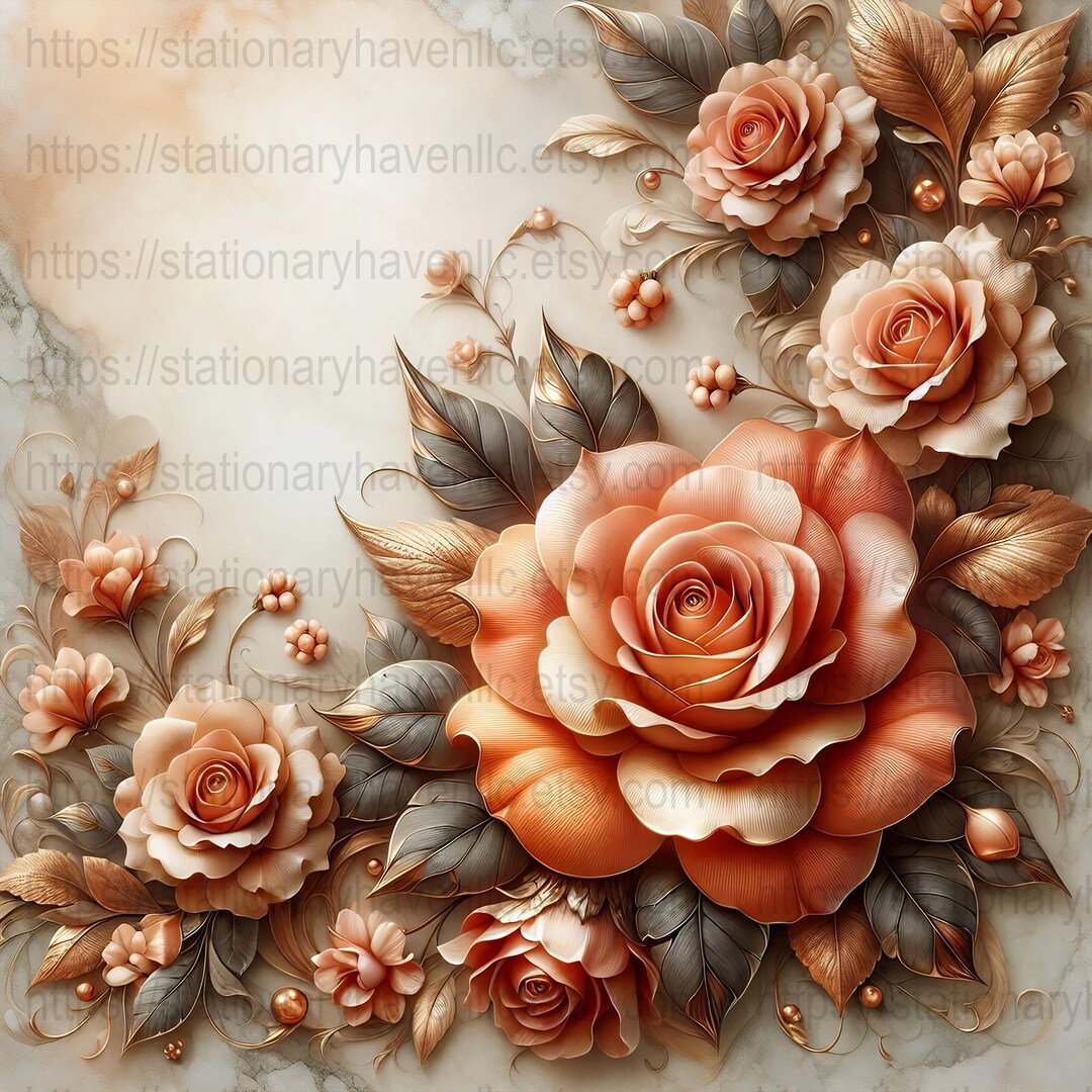 Digital Roses Image Digital Roses Scrapbooking, Floral Paper Crafting, 20 Sheets Pack ...