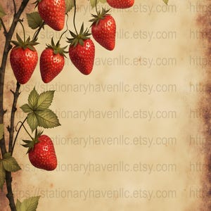 Vintage Strawberry Junk Journal Pages: Retro Berry Ephemera (Digital Download)