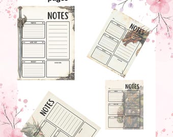 DnDミーティングノート（印刷可能）：RPGセッションプランナー（デジタルダウンロード）