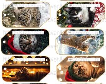 10er Set Katzenanhänger, festliche Katzen Geschenkanhänger