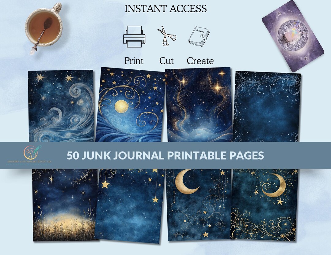 Celestial Junk Journal Pages: Starry Night Ephemera (digital Download ...