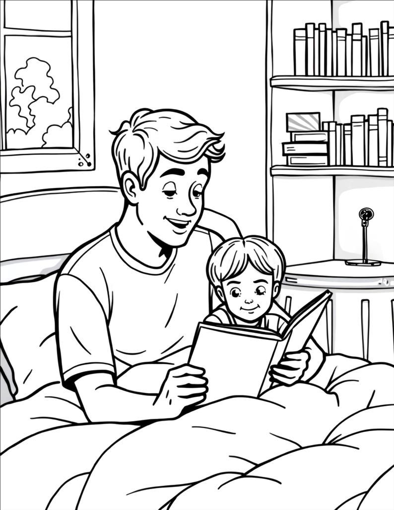 Fathers Day Coloring Pages Bundle for Kids Fun Activity for Dad and ...