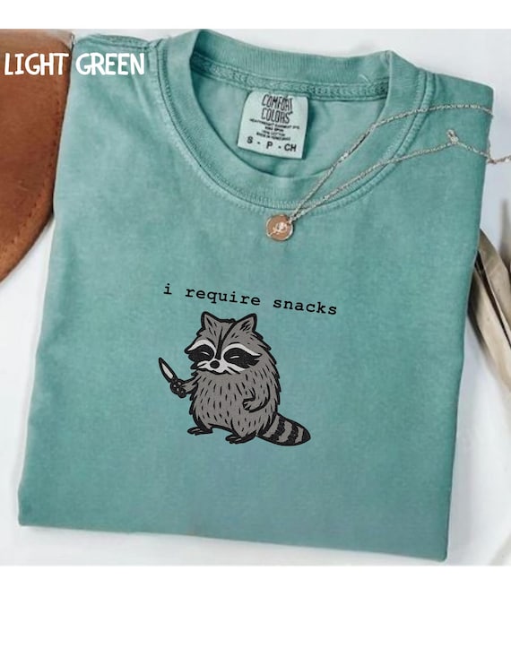 I Require Snacks Raccoon Tee - Funny Goblincore Comfort Colors Shirt