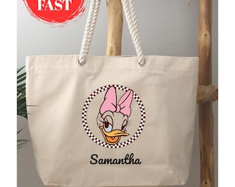 Personalized Disney Character Tote Bag, Custom Name Travel Bag
