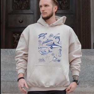 Vintage Sea Animals Sweatshirt: Retro Ocean Creature Unisex Sweater