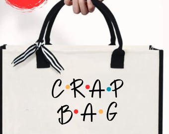 Bolsa de lona de algodón personalizada "Crap Bag": frase divertida y nombre personalizado