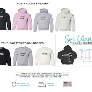 youth hoodie sweat shirt sizes chart