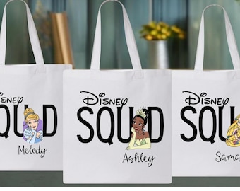 Custom Disney Squad Cotton Tote Bag, Princess & Friends