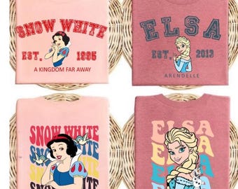 Retro Disney Princess T-Shirt, Watercolor Disneyworld Trip Shirt