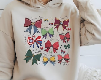Super Hero Inspired Bow Sweatshirt, Coquette Crewneck