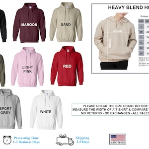 a picture of a hoodie with the measurements for each hoodie