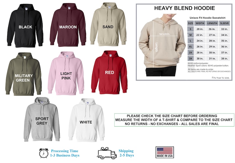 a picture of a hoodie with the measurements for each hoodie