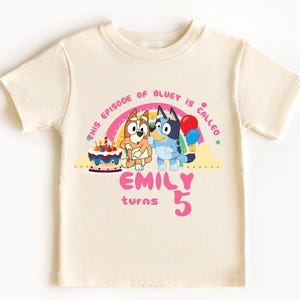 Personalized Blue Dog Birthday Girl Shirt – Blue Dog Custom Age Tee for Kids –  Personalized  Blue Dog Party Shirt- Cartoon Birthday Outfit
