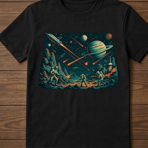 Retro Space Battle Shirt: Vintage Sci-Fi Galaxy War Tee