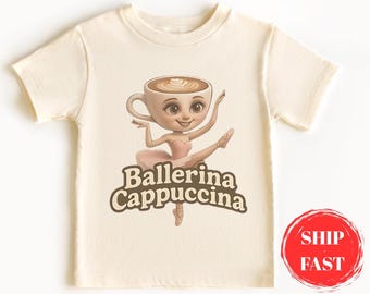 Ballerina Cappuccino Kids T-Shirt: Balletcore Coffee Lover Tee