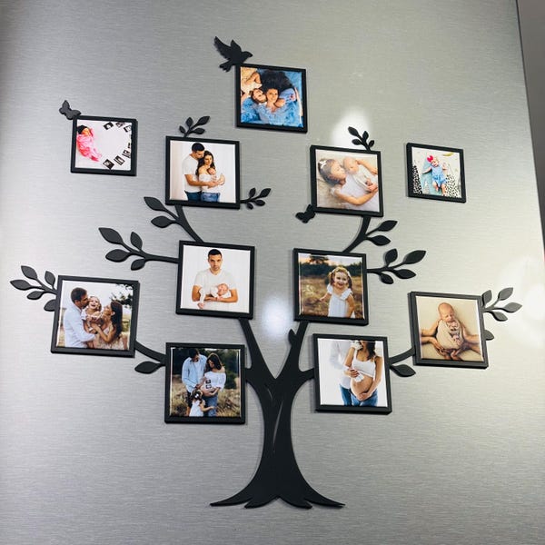 Marco de fotos magnético de árbol genealógico de 2,5 x 2,5 pulgadas, archivo de impresión 3D - Uso comercial