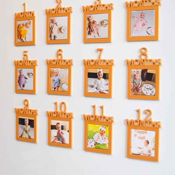 Marco de fotos magnético para bebés de 1 a 12 meses (2,5 x 2,5 pulgadas) - Archivo de impresión 3D - Uso comercial