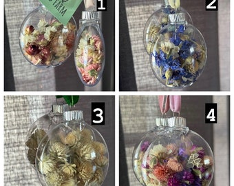 Set of 2 - Dried floral ornament plastic - free shipping