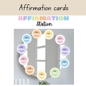Affirmation positivity station for classroom | Vibrant | aesthetic | classroom decor | affirmation | editable canva template