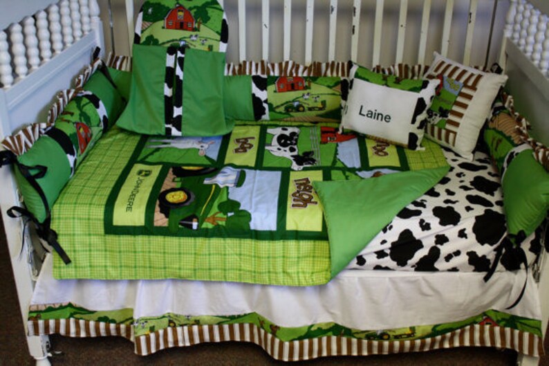 WOW 5 Piece john deere down on the farm baby crib bedding Etsy