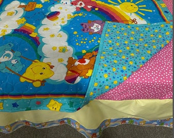 Care Bear Blue Pink Sunshine Rainbow Baby Bedding- PERSONALIZED PILLOW
