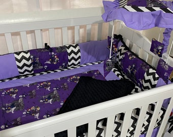 Purple  Nightmare Before Christmas Crib Bedding - Free Personalized pillow