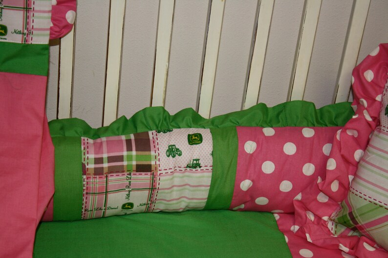 5 Piece John Deere Pink Dot Crib Bedding Free Personalized Etsy
